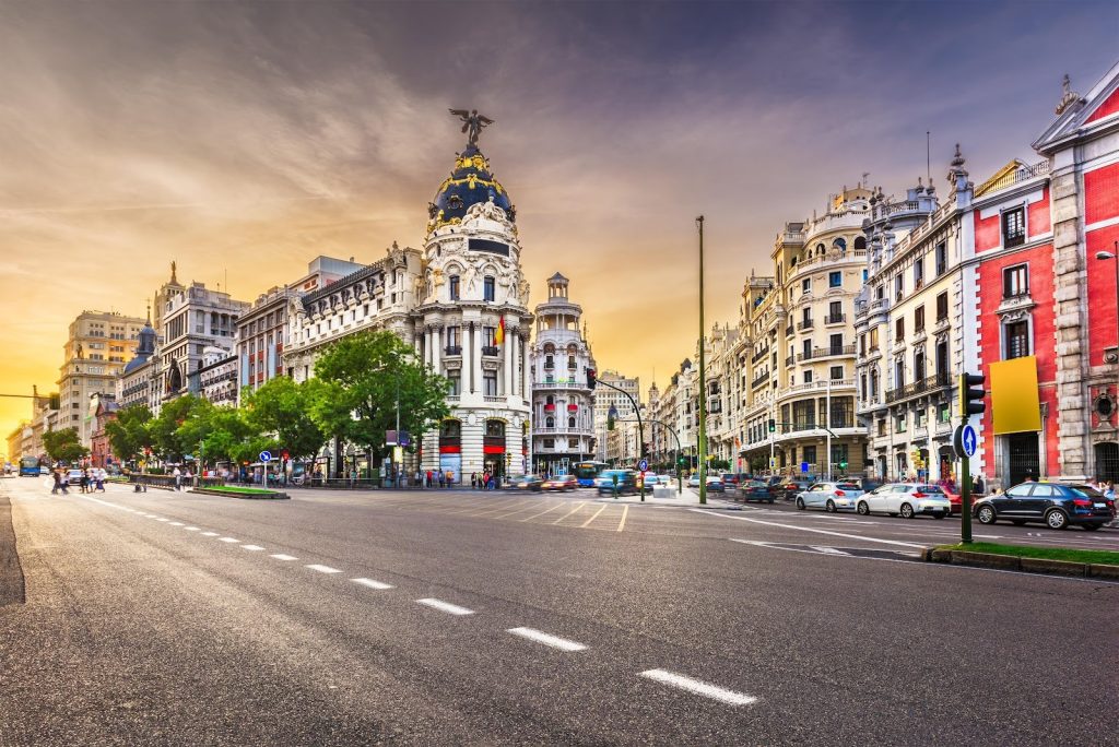 gran via and alcalá in madrid